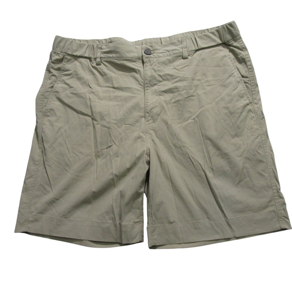Caribbean Mens Cargo Shorts 42‎ X 8 Khaki Stretch Nylon Elastic Waist
